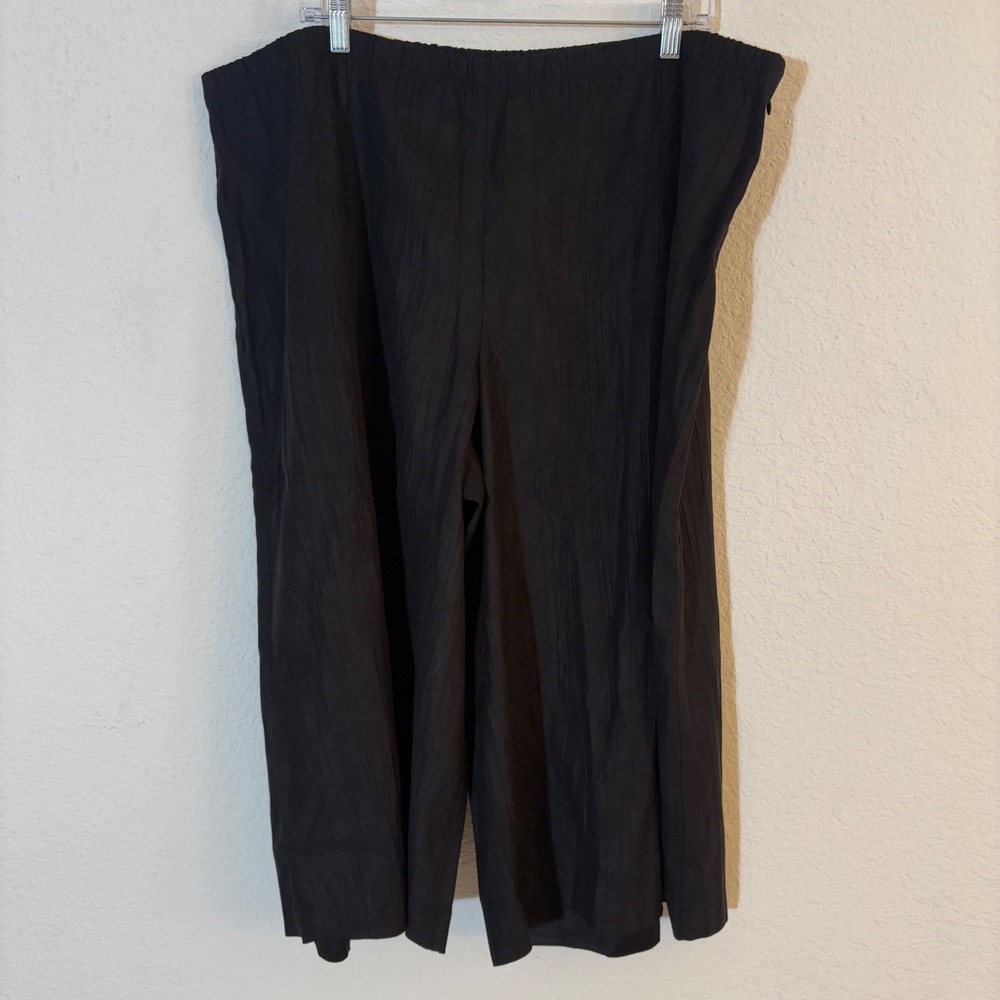 J. Jill Wide Leg Crinkle Palazzo Pants Size 3X Black NWT